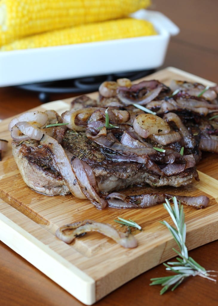 Rosemary Rubbed Rib-Eye with Charred Red Onions