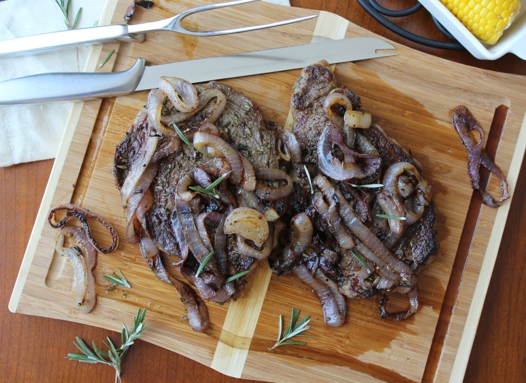 Rosemary Rubbed Rib-Eye with Charred Red Onions