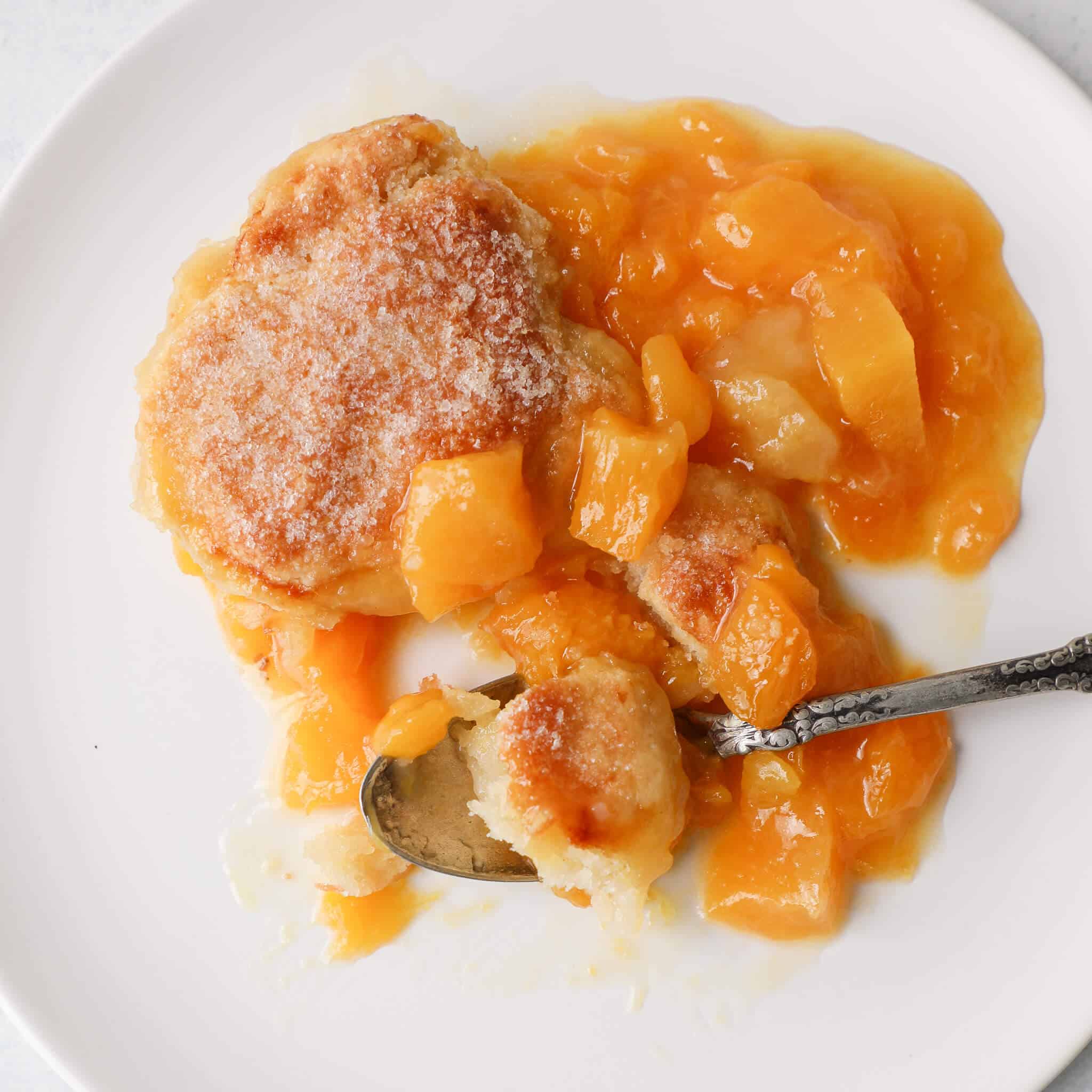 Dessert with peaches served on plate