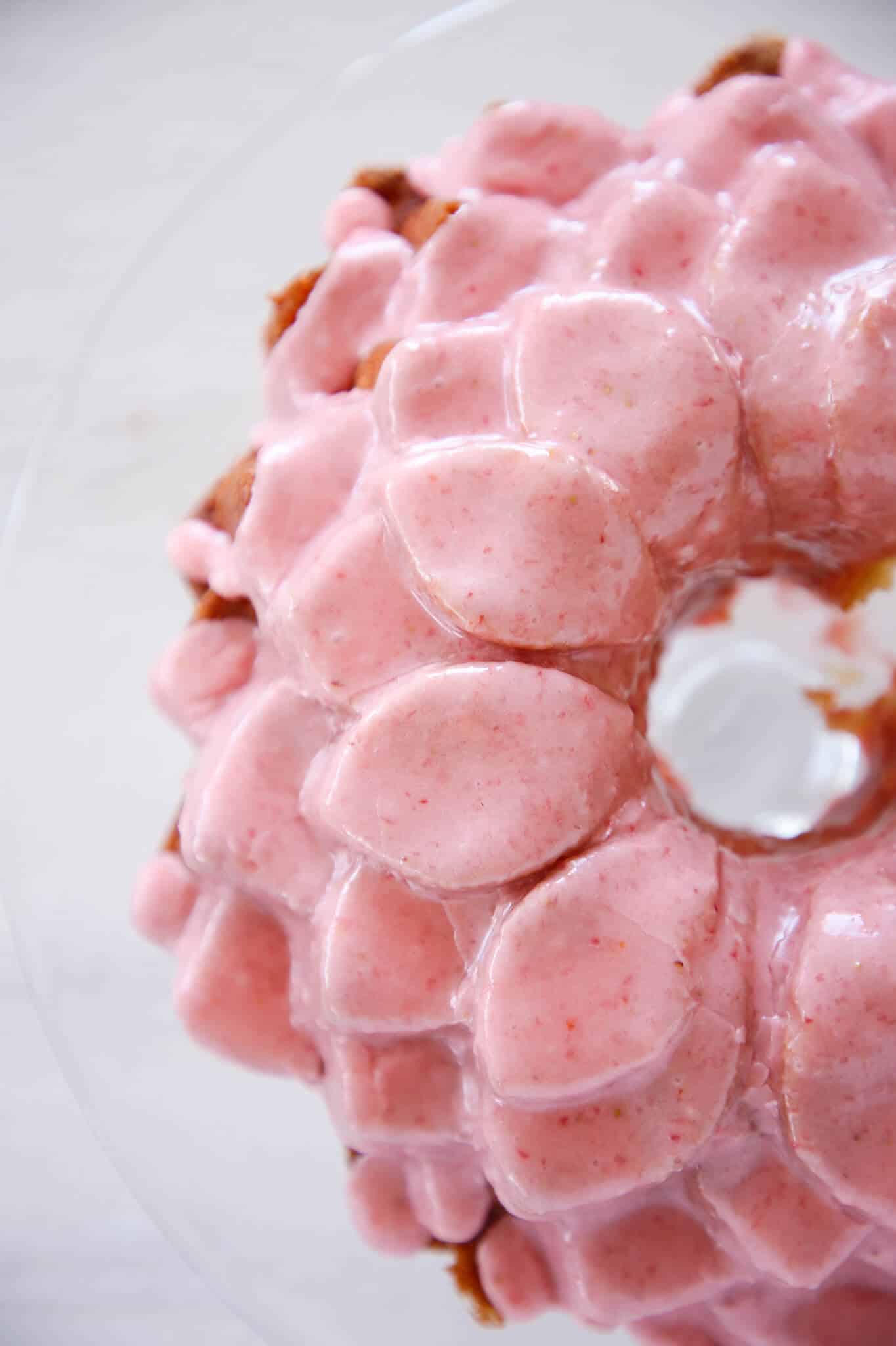 Lemon Pound Cake Strawberry Icing Flower Bundt Mold top view details