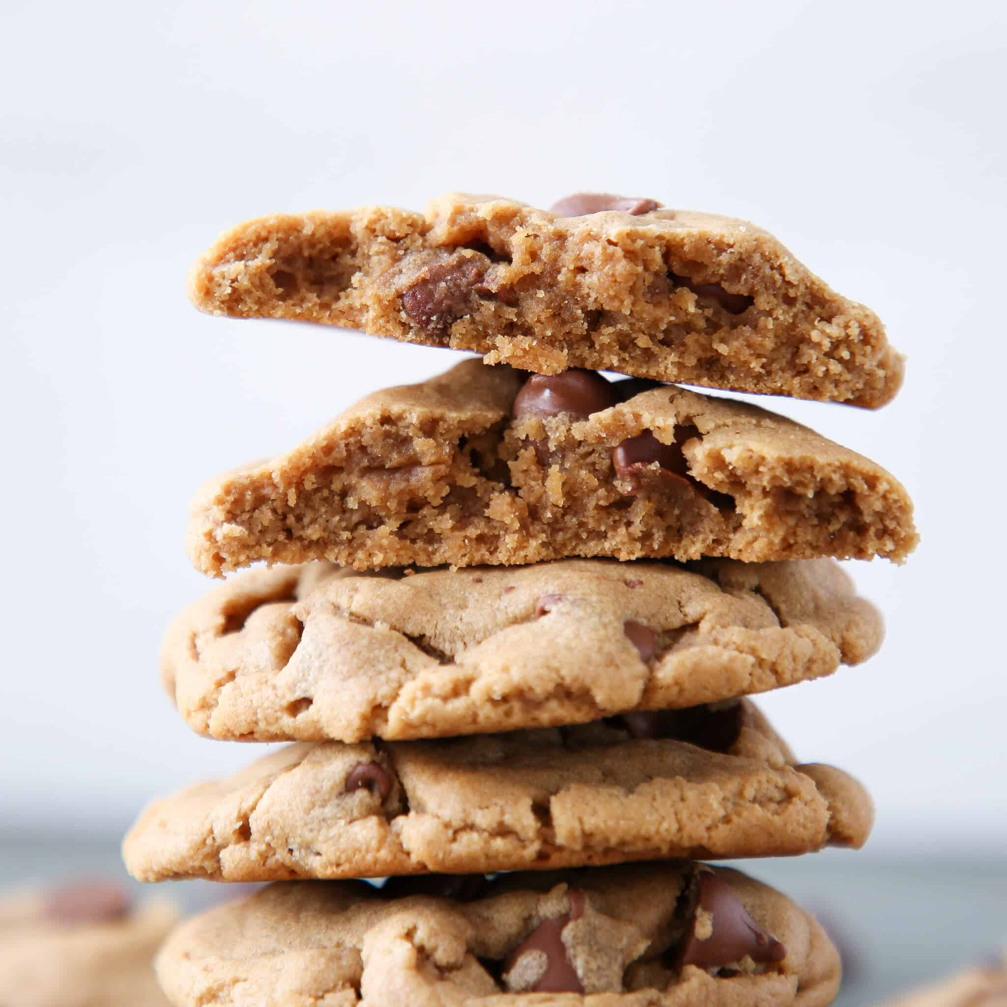 Chewy Peanut Butter Cup Cookies stacked