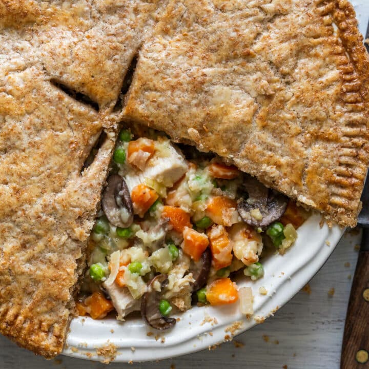 Chicken Pot Pie in a Whole Wheat Crust