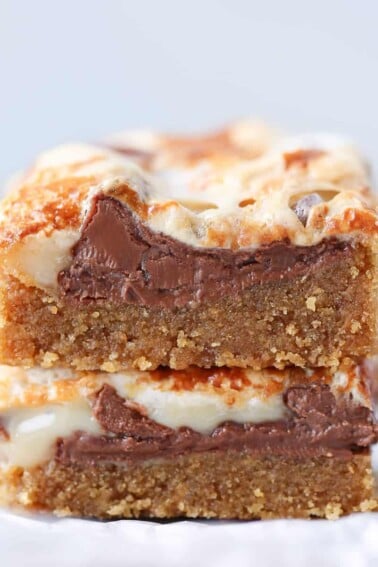 Ooey Gooey Smores Bars sliced stacked
