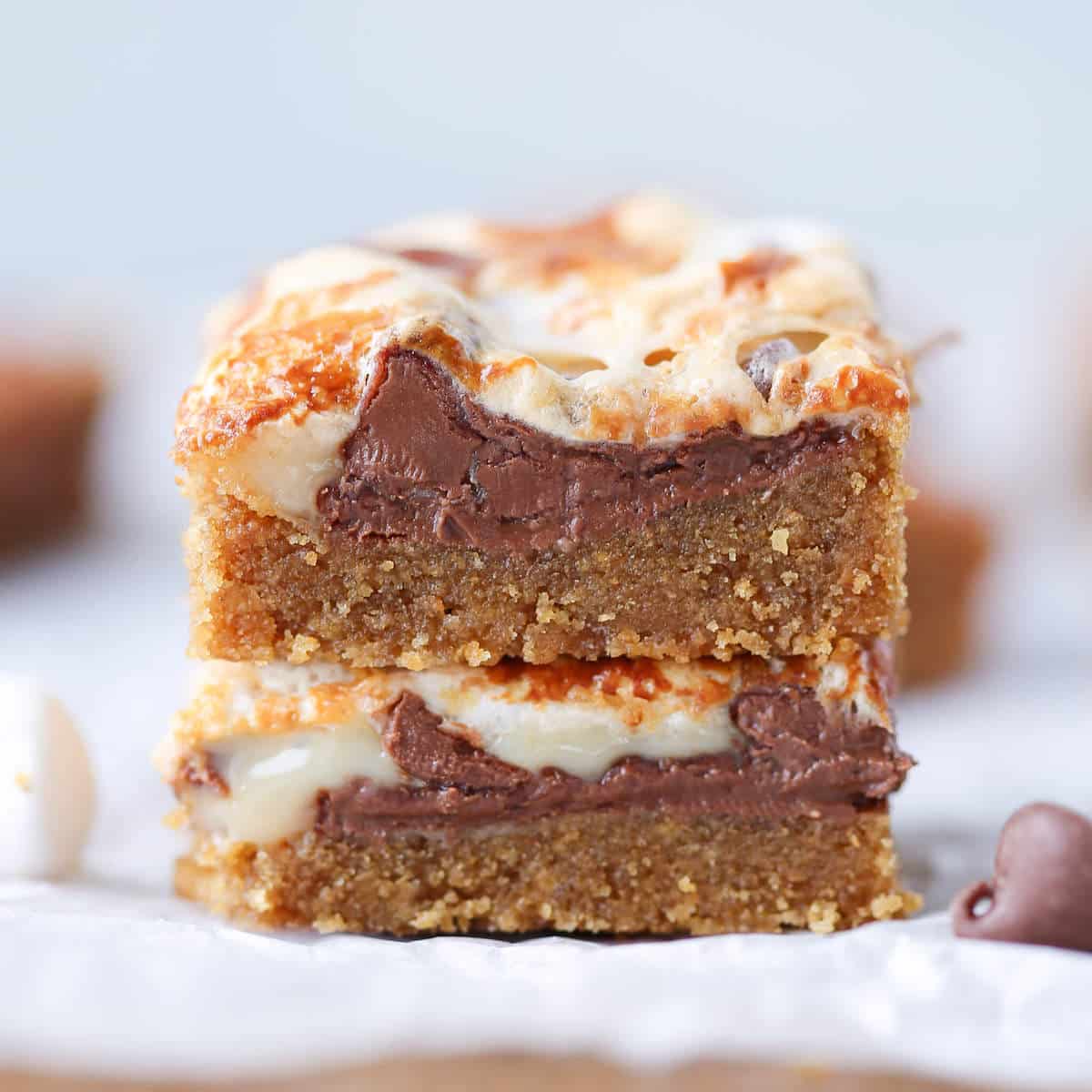 Ooey Gooey Smores Bars two stacked
