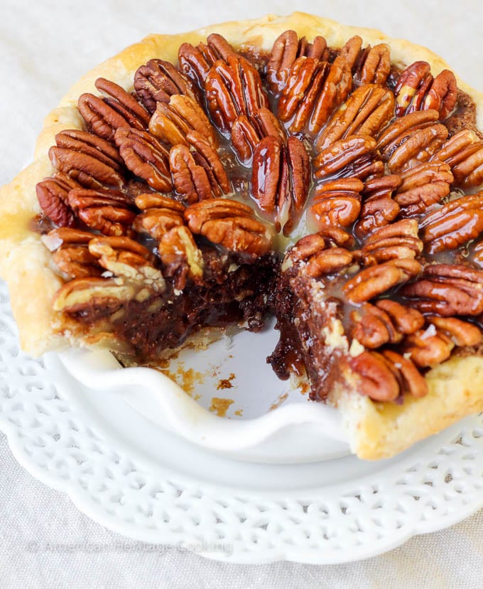 Salted Caramel Chocolate Pecan Pie | Pure decadence! You'll love this sweet Southern twist on a pecan pie! 