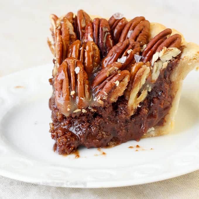 Salted Caramel Chocolate Pecan Pie | Pure decadence! You'll love this sweet Southern twist on a pecan pie!