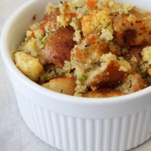 Classic Cornbread Stuffing White Ramekin.