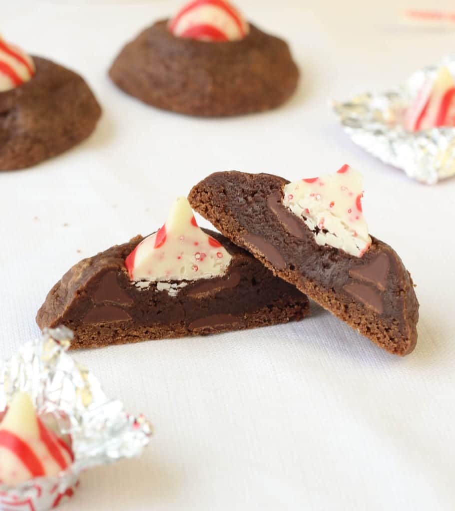 Double Chocolate Peppermint Kiss Cookies