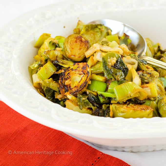 Ginger Lime Brussels Sprouts and Leeks