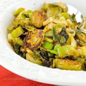 Ginger Lime Brussels Sprouts and Leeks