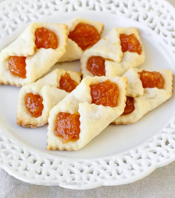 plate of kolacky cookies with apricot filling. 