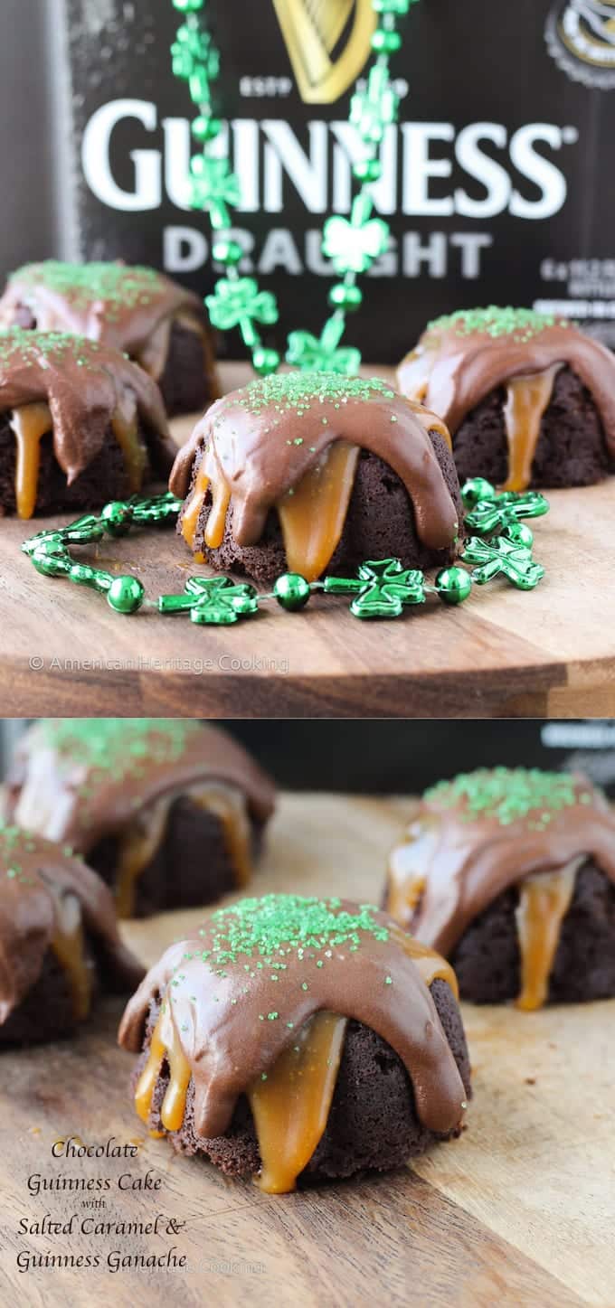 This Chocolate Guinness Bundt Cake is drizzled with a salted caramel sauce AND a Chocolate Guinness ganache! 