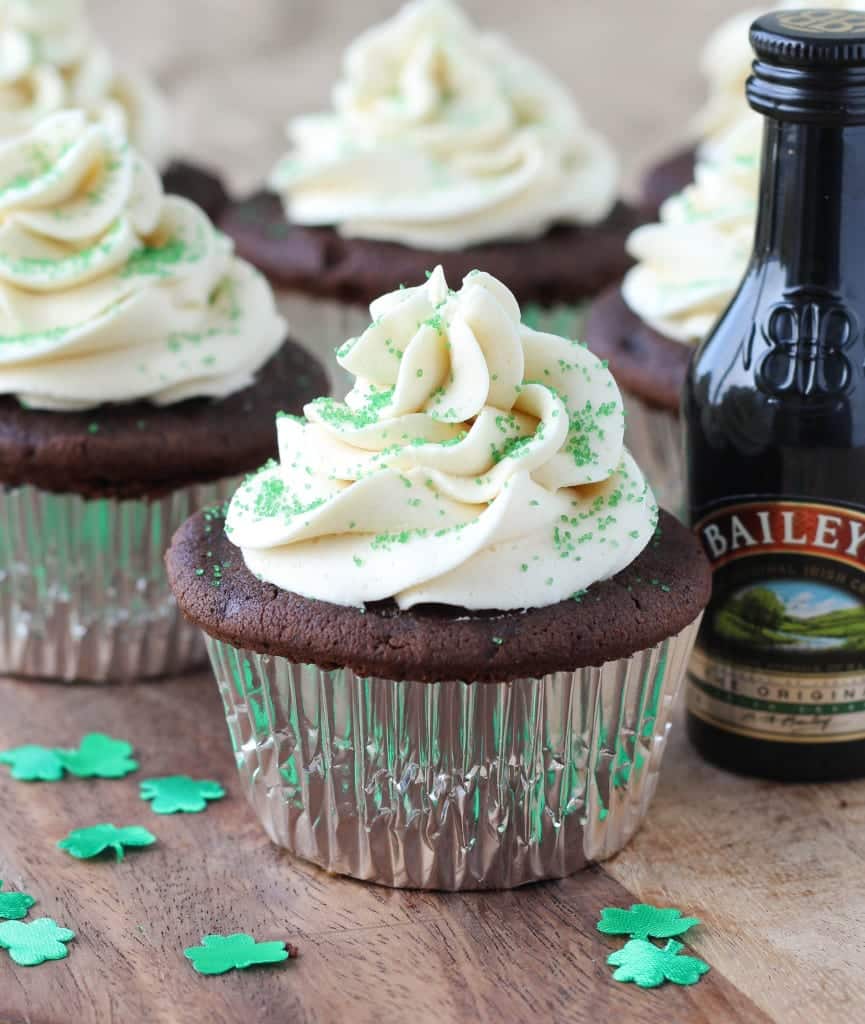 Guinness Chocolate Cupcakes with Bailey's Buttercream and Salted Caramel Filling