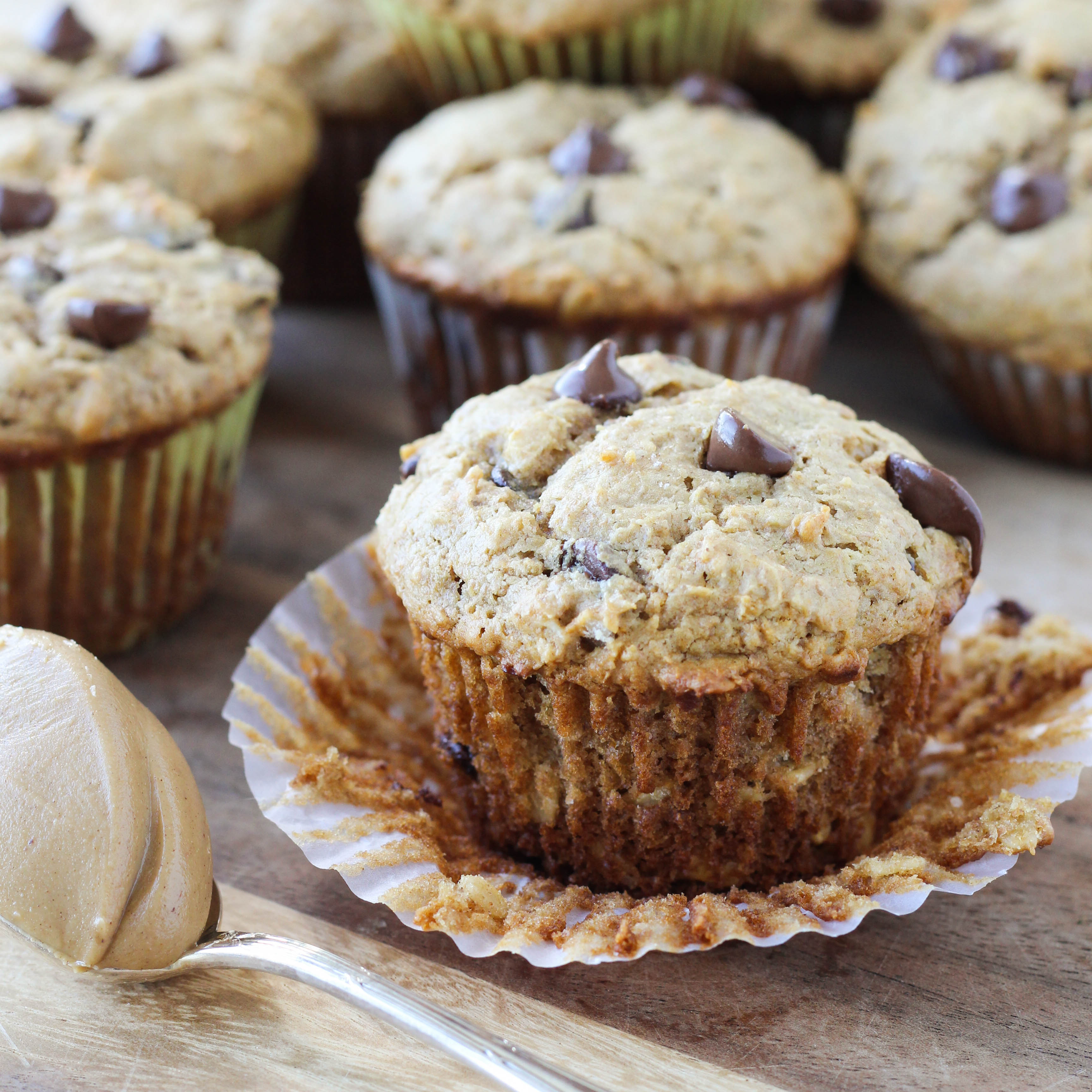 Healthy Peanut Butter Chocolate Chip Muffins - Chef Lindsey Farr