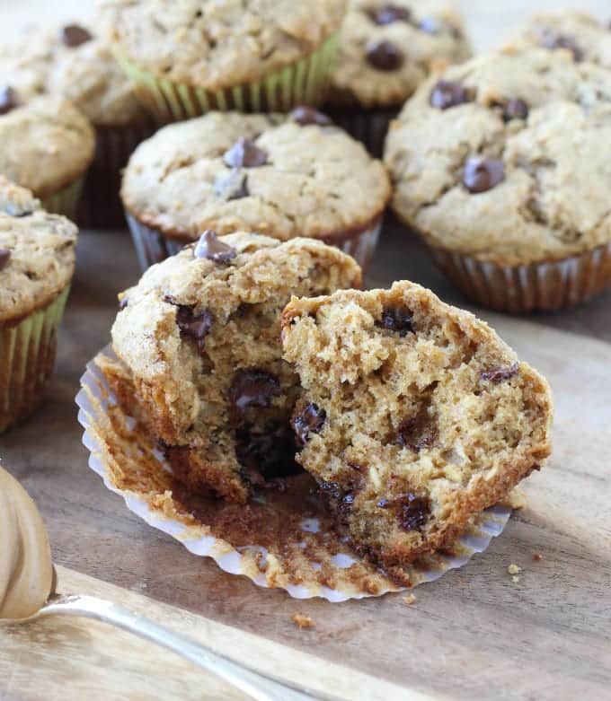 Healthy Peanut Butter Chocolate Chip Muffins