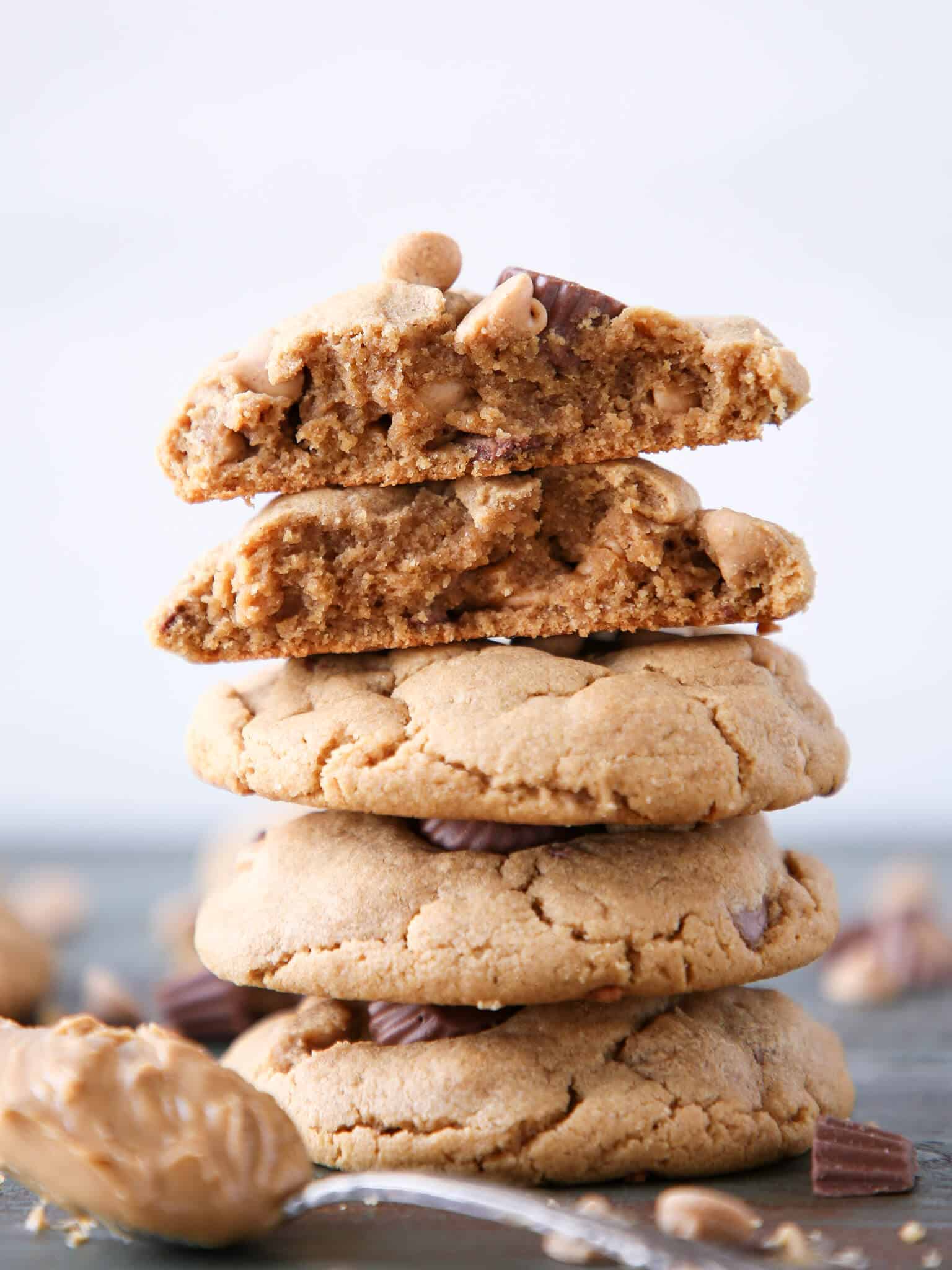 Reeses Peanut Butter Cookies tall stack.