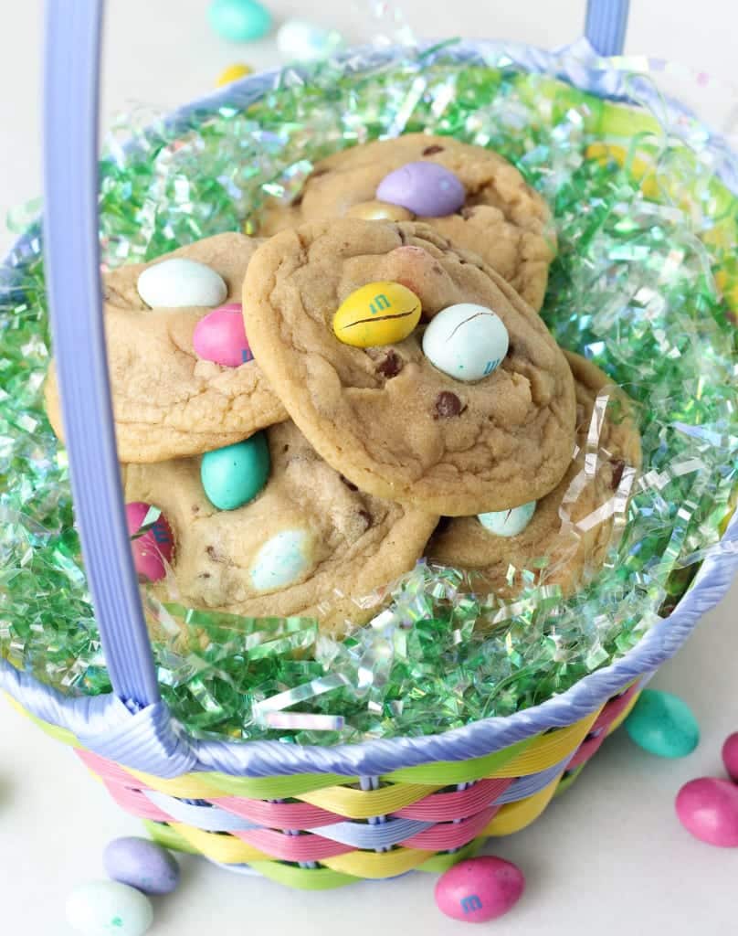 Easter Peanut Butter M&M Chocolate Chip Cookies