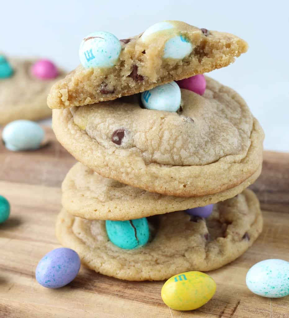 Easter Peanut Butter M&M Chocolate Chip Cookies