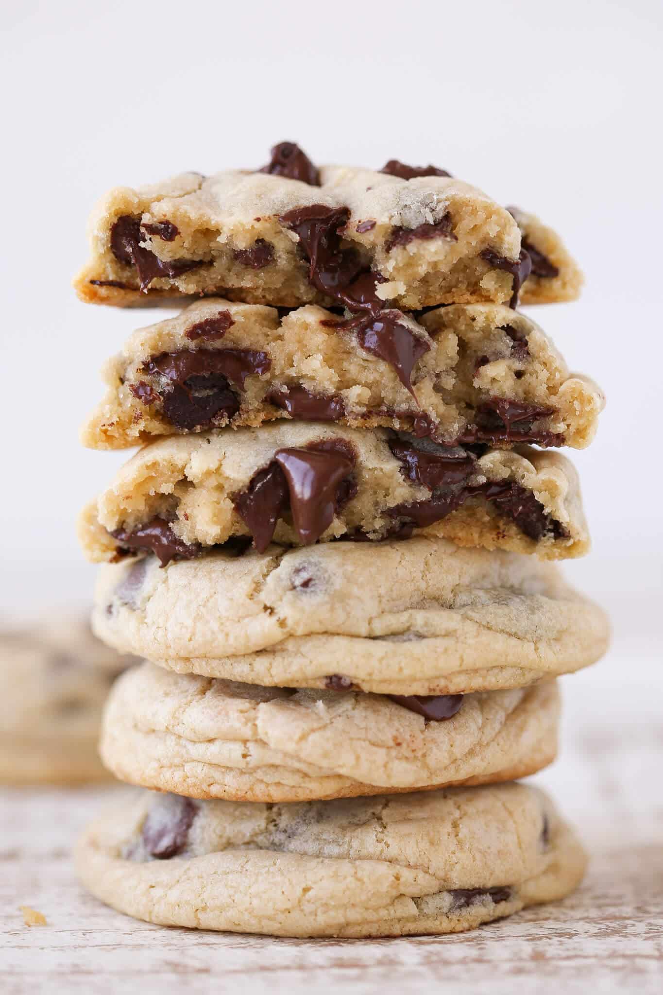 Cream Cheese Chocolate Chip Cookies tall stack