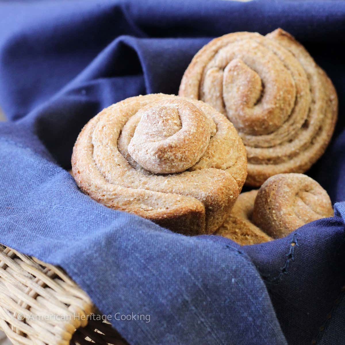 Honey Whole Wheat Buttermilk Rolls in basket