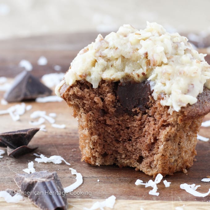 German Chocolate Cupcakes with German Chocolate Ganache Filling