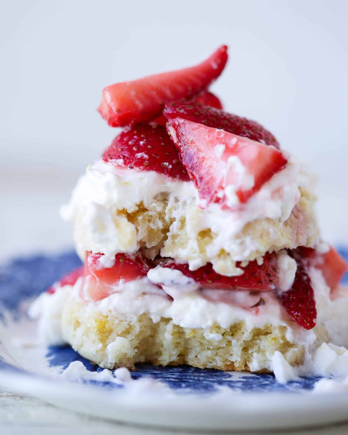 Strawberry Shortcake for Two cut open for Valentine's Day Desserts.