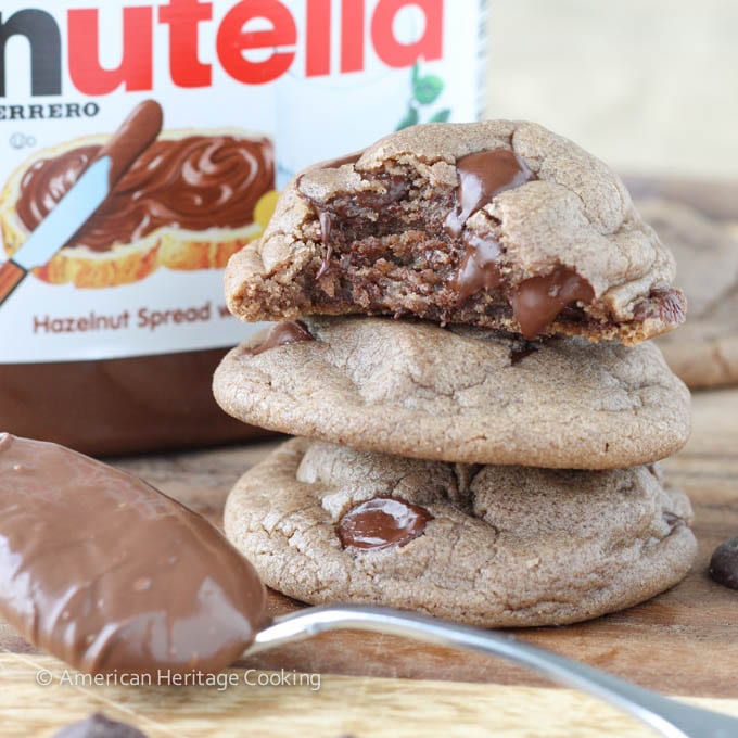 Soft Nutella Chocolate Chip Cookies