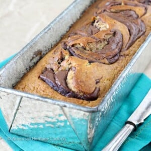 Nutella Swirled Banana Bread silver loaf pan