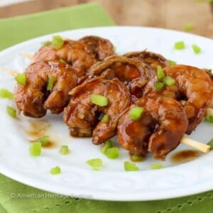 Spicy Barbecue Beer Shrimp White Plate