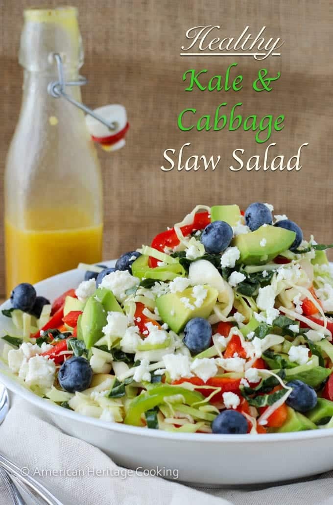 Healthy Kale and Cabbage Slaw Salad