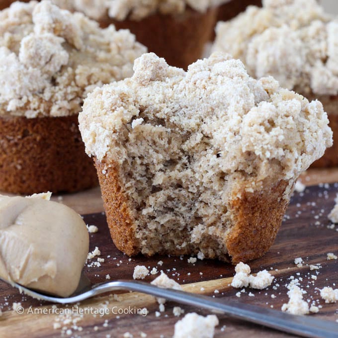 Peanut Butter Banana Muffins with Peanut Butter Streusel