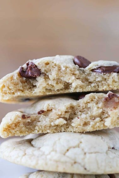 Brown Butter Cream Cheese Chocolate Chip Cookies interior.