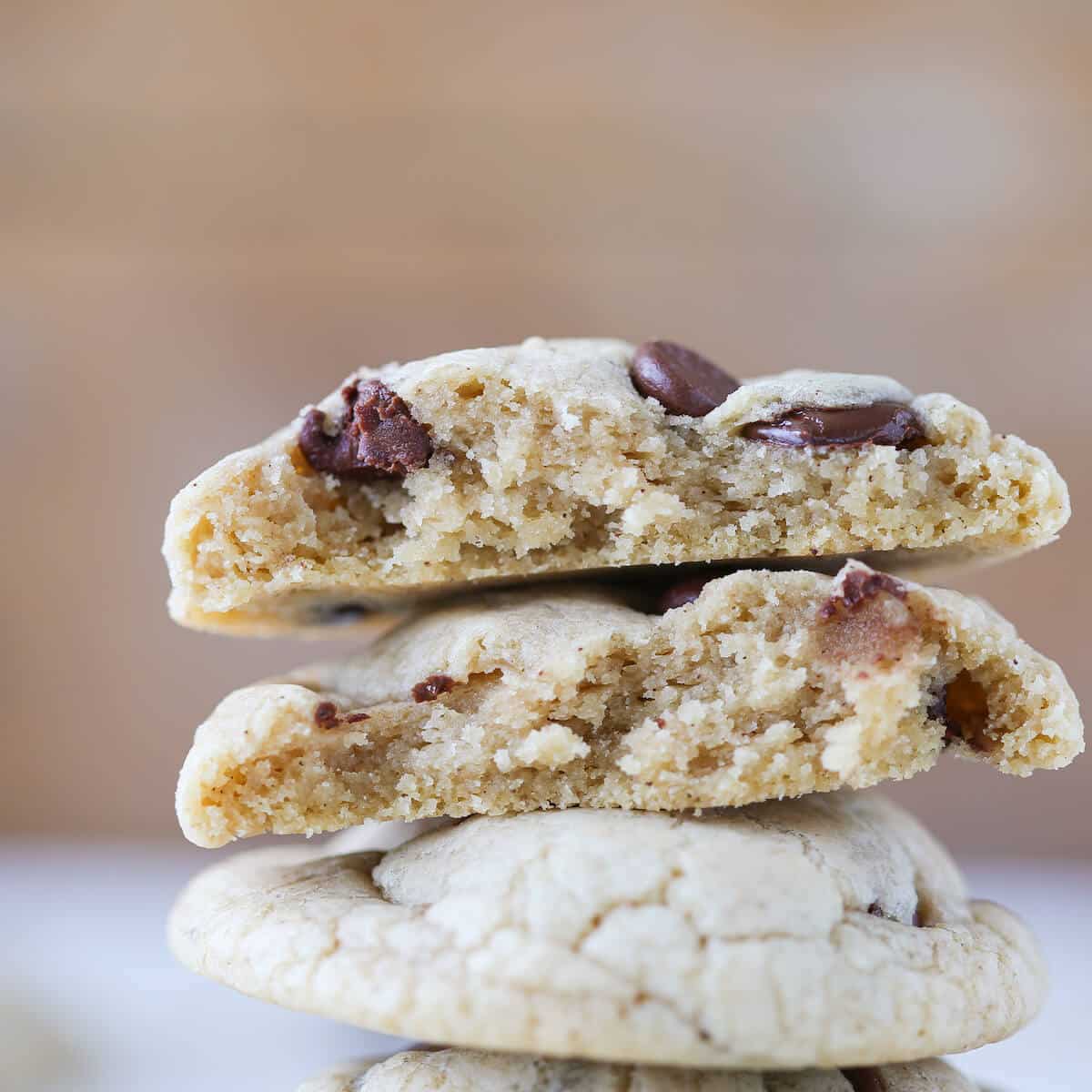 Brown Butter Cream Cheese Chocolate Chip Cookies interior.