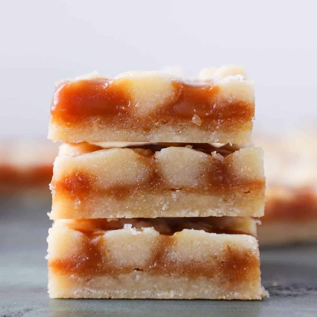 Caramel Butter Bars sliced stacked detail