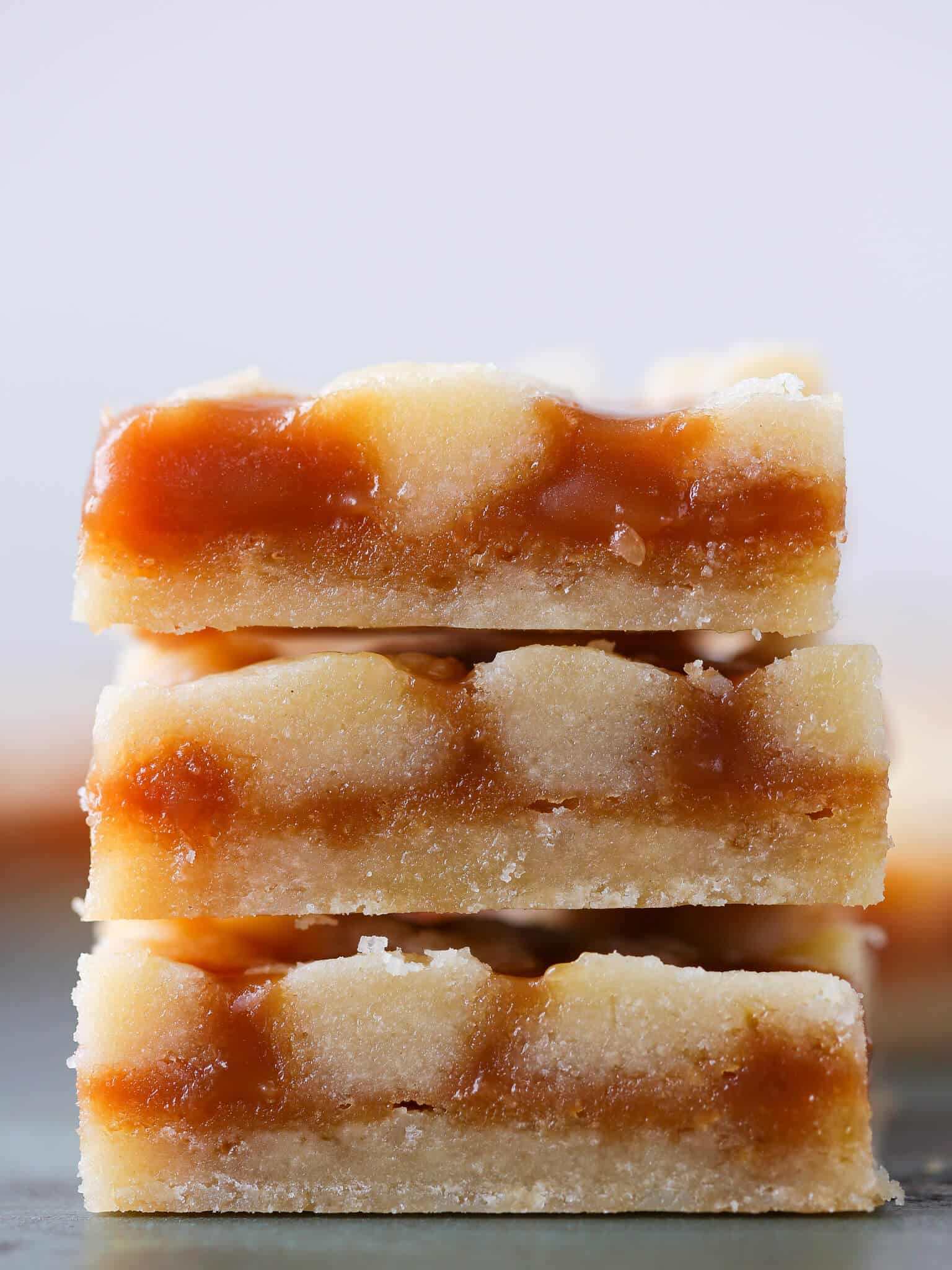 Caramel Butter Bars sliced stacked