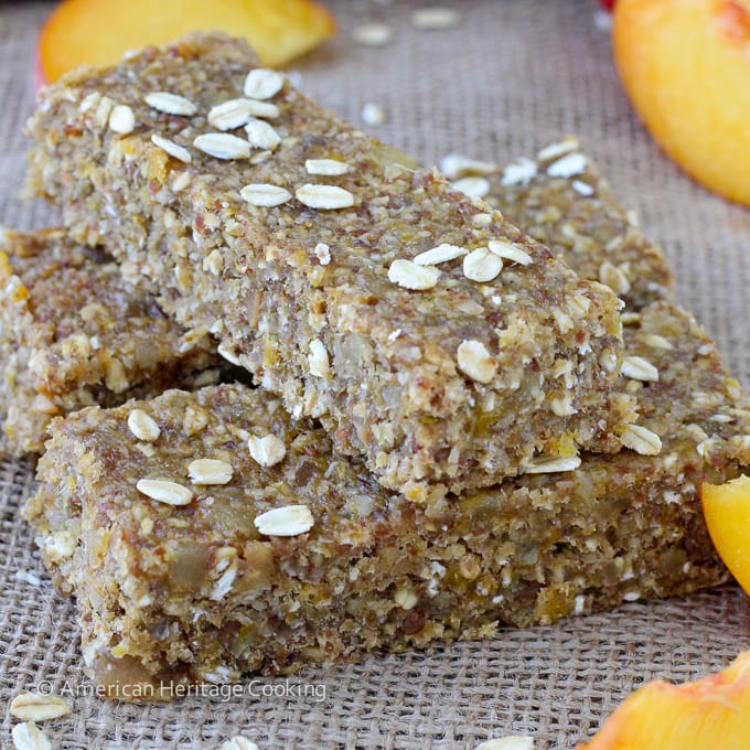 Healthy Ginger Peach Oat Bars Oat Topping