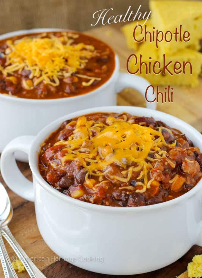 Healthy Chipotle Chicken Chili with Shaker Cornbread | Gluten Free Meals | American Heritage Cooking