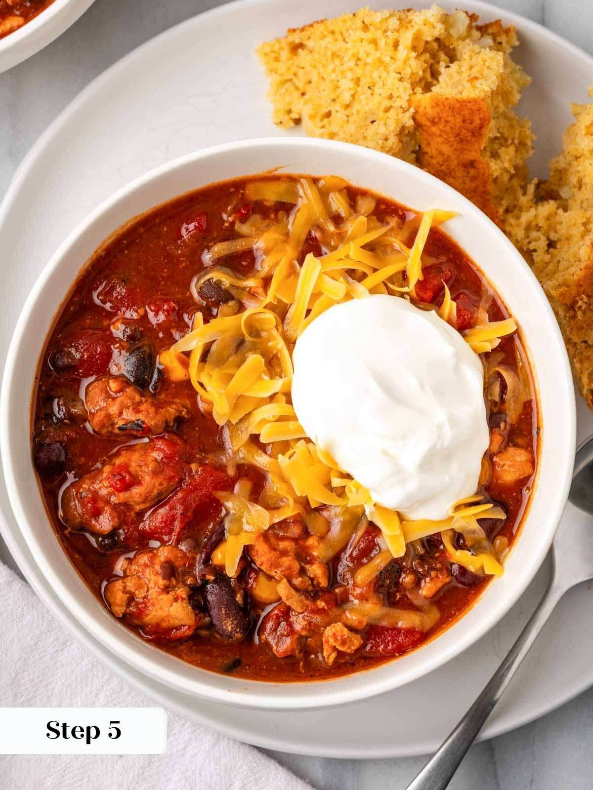 chipotle chili with sour cream and cheese.