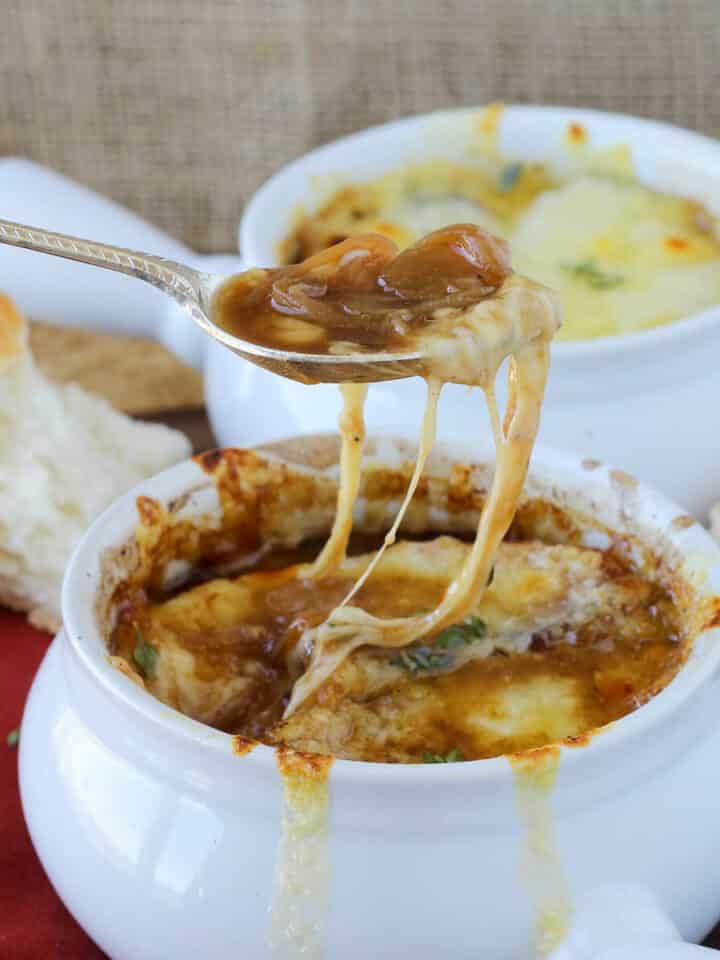 French Onion Soup Cheese Pull