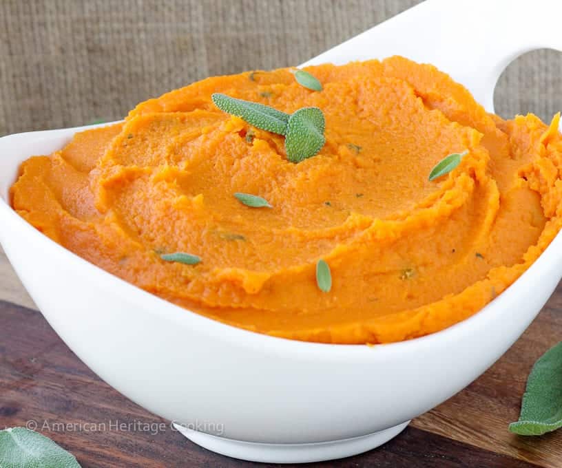 Brown Butter Sage Mashed Sweet Potatoes will liven up any meal! Easy, stunning and delicious!