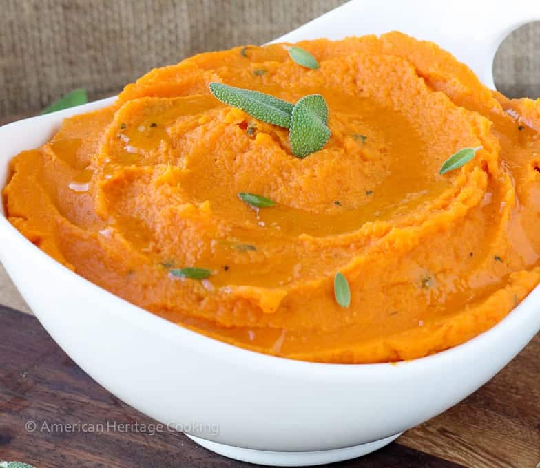 Brown Butter Sage Mashed Sweet Potatoes will liven up any meal! Easy, stunning and delicious! 