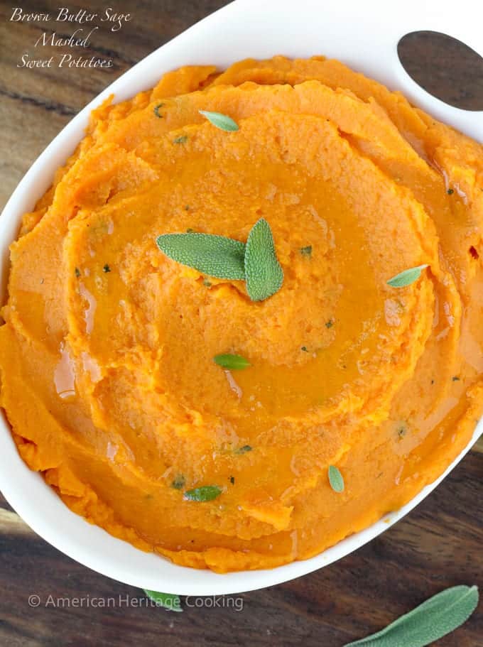 Brown Butter Sage Mashed Sweet Potatoes will liven up any meal! Easy, stunning and delicious!