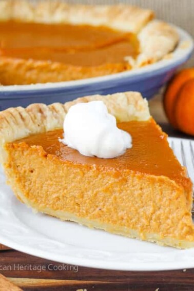 Classic Pumpkin Pie with a Twist | My new favorite pumpkin recipe has lemon zest, spices, vanilla and brown sugar! So amazing!