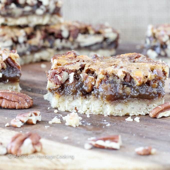 Maple Pecan Pie Bars with Pecan Shortbread Crust | Easier than pie! But just as delicious!