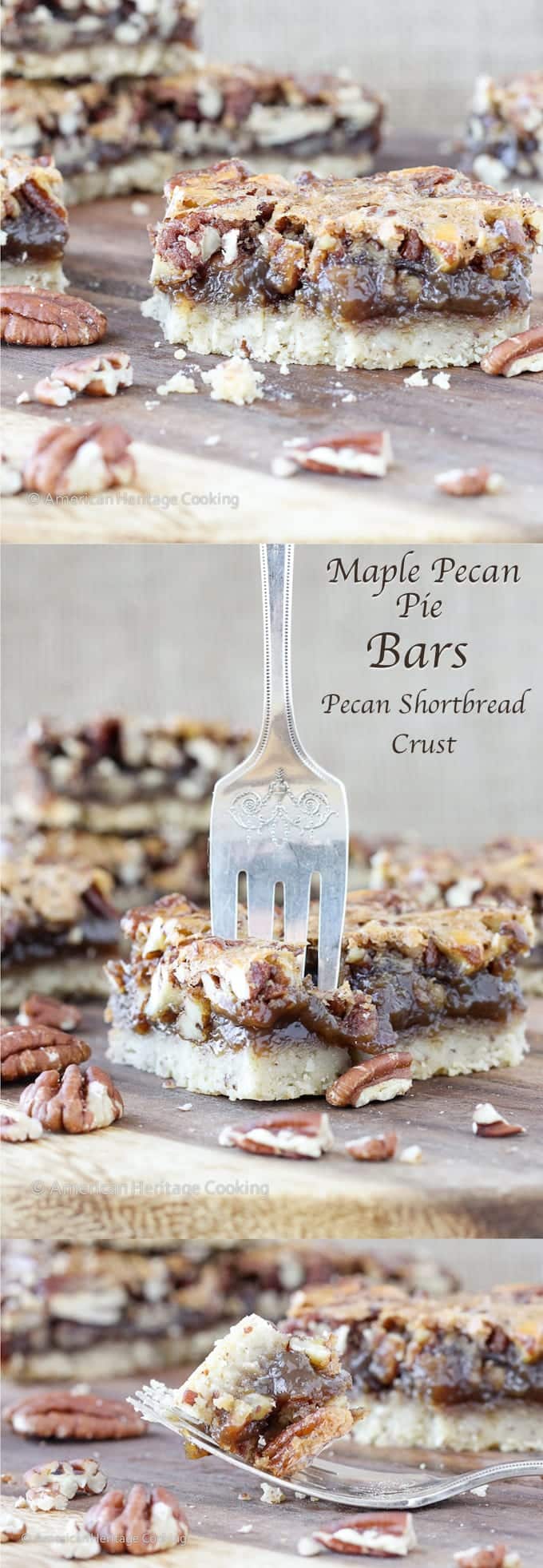 Maple Pecan Pie Bars with Pecan Shortbread Crust | Easier than pie! But just as delicious!