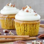Toasted Pecan Pumpkin Cupcakes Maple Caramel Frosting