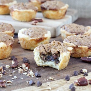 These Chocolate Pecan Tassies are like mini pecan pies with a cream cheese crust! Based on my great-grandmother's recipe!