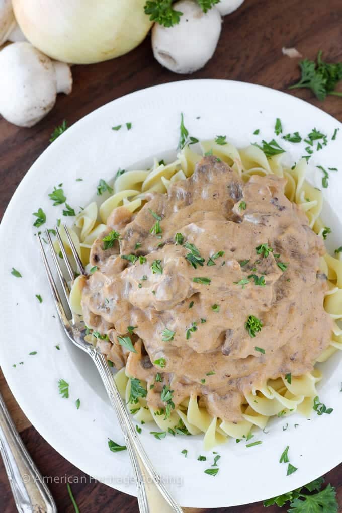 This Healthy Beef Stroganoff has all of the familiar flavor with none of the guilt!