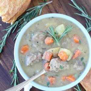A hearty Rosemary Lamb Stew recipe to warm you up this winter! Filling and healthy!