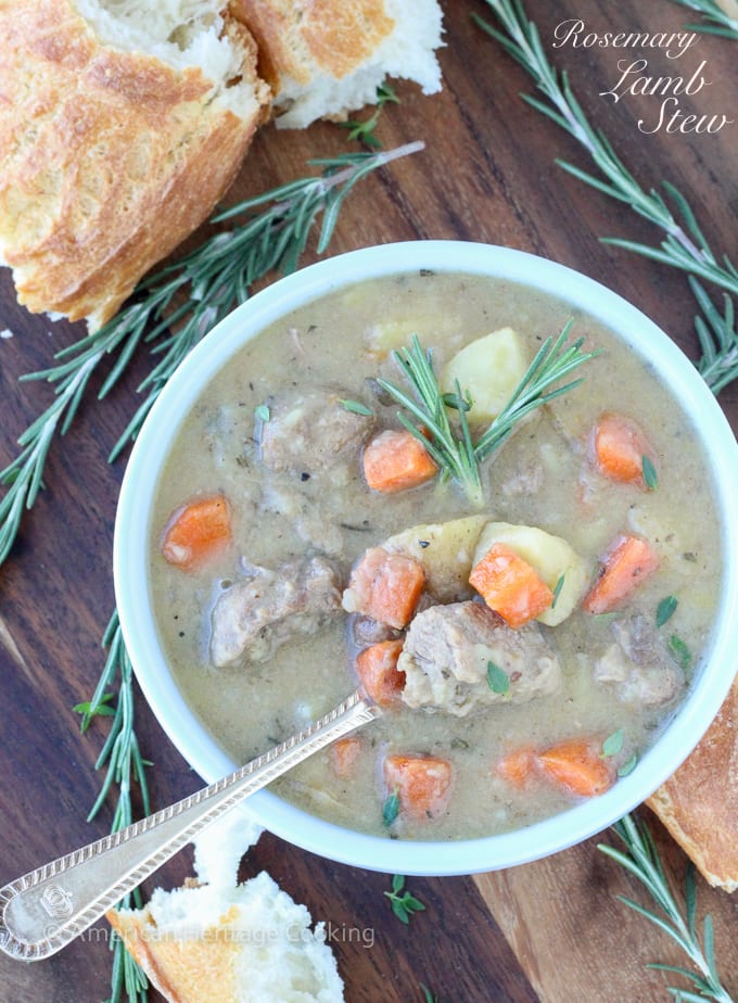 A hearty Rosemary Lamb Stew recipe to warm you up this winter! Filling and healthy!  